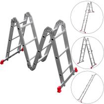 Escada multifuncional de alumínio 3 x 4 com 12 degraus 8 em 1 - 428132 - Worker
