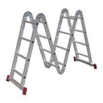 Escada multifuncional de alumínio 4 x 4 com 16 degraus 13 em 1 - ESC0293 - Rotterman