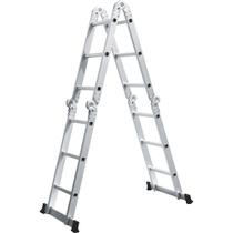 Escada Multifuncional Evolux 4x3 - 3,29m - 12 degraus - Sete Posições Prática Alumínio Resistente Limpeza Fácil Doze Degraus - LinhaEvolux