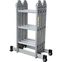 Escada Multifuncional Prime Alumínio 12 Degraus 3,12 M Leve E Versátil Com Travamento Automático E Escada Multifuncional Prime Alumínio 12 Degraus 3,12 M Leve E Versátil Com Travamento Automático E