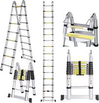 Escada Multifuncional Telescópica Dupla 5 Metros 16 Degraus Alumínio NK25250