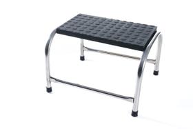 Escada Multiuso 1 Degrau Aço Inox Piso Em MDF Com Antiderrapante Medcombo