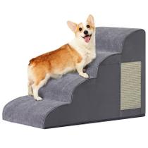 Escada para Cachorro Ahpmeoa - 4 Degraus para Cama, Sofá e Cadeiras - Cinza