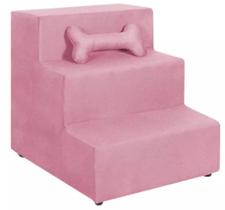 Escada Para Cachorro Gato Pet 3 Degraus Rosa