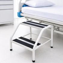 Escada para Maca Hospitalar 2 Degraus Metálica com Piso Emborrachado Antiderrapante