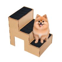 Escada para Pet MDF 3 Degraus Carpete Antiderrapante