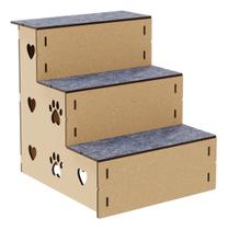 Escada Para Pet Rampa Cachorro Gato Em Mdf 3 Degraus Carpete