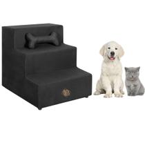 escada pet cachorro gato 3 degraus em suede anti derrapante