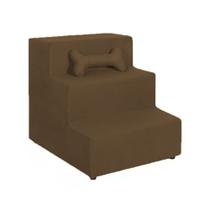 Escada Pet Escadinha P Cachorro Gato Rampa Suede Veluso Marrom