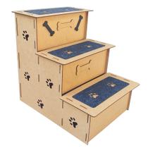 ESCADA PET MDF 3 degraus 45CM ALTURA PERSONALIZADA COM NOME DO PET