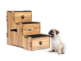 Escada Pet Para Cachorro E Gato Com 3 Degraus Em Madeira Escada Pet Para Cachorro E Gato Com 3 Degraus Em Madeira