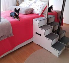 - Escada Pet Para Cachorros E Gatos Em Mdf Com 4 Degraus 70 Cm
