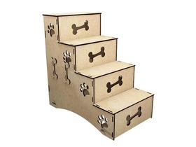 Escada PET para cachorros e gatos em MDF com 4 Degraus - Cutmania