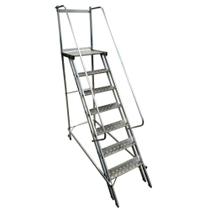 Escada Plataforma Trepadeira 1,75m 6 Degraus 2 Rodas Suporta 250kg Alustar