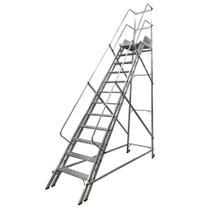 Escada Plataforma Trepadeira 3,0m 11 Degraus com 2 Rodas Suporta 250kg Duralumínio Escaleve