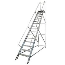 Escada Plataforma Trepadeira 4,0m 15 Degraus com 2 Rodas Escada Plataforma Trepadeira 4,0m 15 Degraus com 2 Rodas