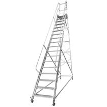 Escada Plataforma Trepadeira NR12 4,50m 17 Degraus com 4 Rod
