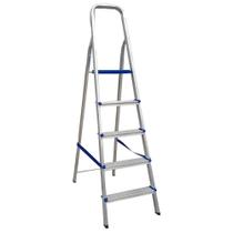 Escada Portátil Doméstica 5 Degraus Alumínio Antiderrapante Suporta Até 120kg Real Escadas
