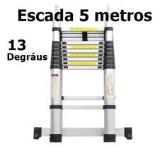 Escada Telescópica de Alumínio 5 metros 13 Degraus dupla