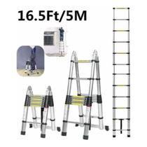 Escada Telescópica Dupla 16 Degraus 5m Aluminio Qualidade