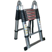Escada Telescópica ERB Máquinas 16 Degraus Dobrável de Alumínio Travas nos Degraus Antiderrapantes