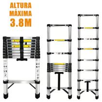 Escada Telescópica Extensiva Inox 3,8m 13 Degraus JST ETI380 Retrátil 150kg Escada Telescópica Extensiva Inox 3,8m 13 Degraus JST ETI380 Retrátil 150kg