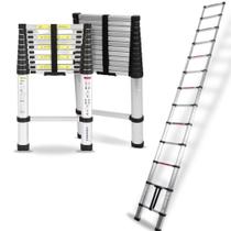 Escada Telescópica Extensível 2,6m com 8 Degraus em Alumínio
