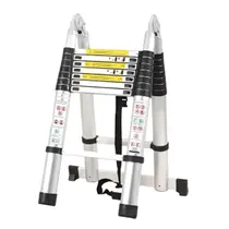 Escada Telescópica Multifuncional Inox Dupla - 16 Degraus - 5 Metros - ETI500D - JST Escada Telescópica Multifuncional Inox Dupla - 16 Degraus - 5 Metros - ETI500D - JST