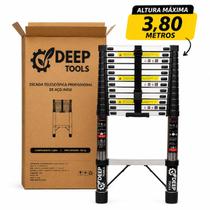 Escada Telescópica Retrátil 3,80m 13 Degraus em Aço Inox Antiderrapante 150kg Deep Tools Escada Telescópica Retrátil 3,80m 13 Degraus em Aço Inox Antiderrapante 150kg Deep Tools