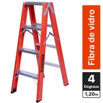 Escada tesoura dupla em fibra de vidro 4 degraus 1,20 m - ESC04120