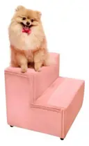 Escadinha Escada Rampa Pet 2 Degraus Gato Cachorro Tecido Veludo Rosa