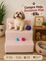 Escadinha para Cachorro e Gato, Bege, Tecido Canelado, 3 Degraus, com Almofada, Osso e Lacinhos, Pequeno e Médio Porte Rosa Bebe Jrc Pet Escadinha para Cachorro e Gato, Bege, Tecido Canelado, 3 Degraus, com Almofada, Osso e Lacinhos, Pequeno e Médio Porte Rosa Bebe Jrc Pet