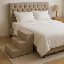 Escadinha Pet Escada Luxo 3 Degraus Suede Capuccino