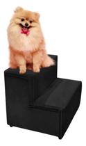 Escadinha Rampa Escada Pet 2 Degraus Gato Cachorro Tecido Veludo Preto