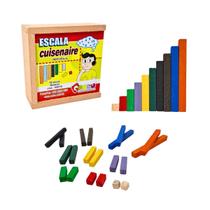 Escala Cuisenaire 68 peças Brinquedos Educativos Pedagógico Infantil Escolar Matemática Madeira Carlu Criança 5 anos