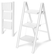 Escalera de Mano Plegable Doble Elite de 3 Pasos de Acero con Capacidad de 150 kg