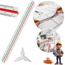 Escalímetro Régua Triangular 30Cm Desenho Técnico 6 Escalas