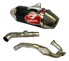 Escapamento belparts crf250 f bhp inox preto escape completo