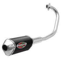 Escapamento Escape Gemoto Racing 3 Trioval Fan 125 2009 - 2015 Cromado Ponteira Preta