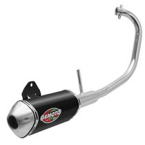 Escapamento Escape Gemoto Racing 3 Trioval Ybr 125 Factor 2009 - 2015 Cromado Ponteira Preta