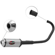 Escapamento Esportivo Gemoto Racing 3 Trioval Curva Preta Moto Honda Fan 125 Ks Es 2009 À 2015