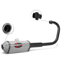 Escapamento Gemoto Esportivo Racing 3 Trioval Curva Preta Titan 150 Esd 2004 À 2008