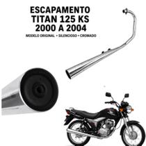Escapamento Titan 125 Ks 2000 á 2004 modelo do original silencioso cromado Escapamento Titan 125 Ks 2000 á 2004 modelo do original silencioso cromado