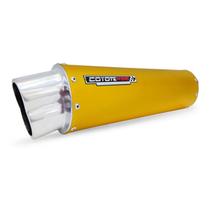 Escape / Ponteira Coyote RS5 Boca 8 Aluminio Oval - Dourado - Fazer 150 - Yamaha Escape / Ponteira Coyote RS5 Boca 8 Aluminio Oval - Dourado - Fazer 150 - Yamaha