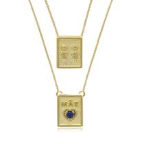 Escapulário 2 Meninos Escrito Mãe com Zircônia Folheado a Ouro 18K