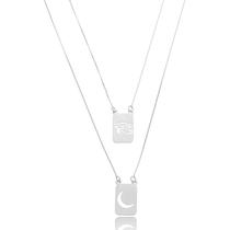 Escapulário 60 cm Amuleto Olho de Hórus e Lua - Prata 925