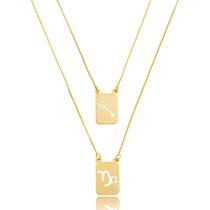 Escapulário 60cm Amuleto chave e Signo de Capricórnio Prata Banho Ouro 18k Escapulário 60cm Amuleto chave e Signo de Capricórnio Prata Banho Ouro 18k