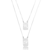 Escapulário 60cm Amuleto Signo de Escorpião e Olho de Hórus - Prata 925