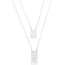 Escapulário 60cm Amuleto Trevo E Ferradura Prata 925