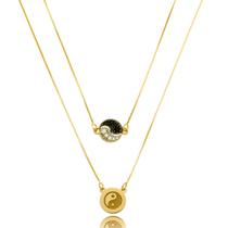 Escapulário 60cm Amuleto Yin Yang - Prata banho de Ouro 18k Escapulário 60cm Amuleto Yin Yang - Prata banho de Ouro 18k